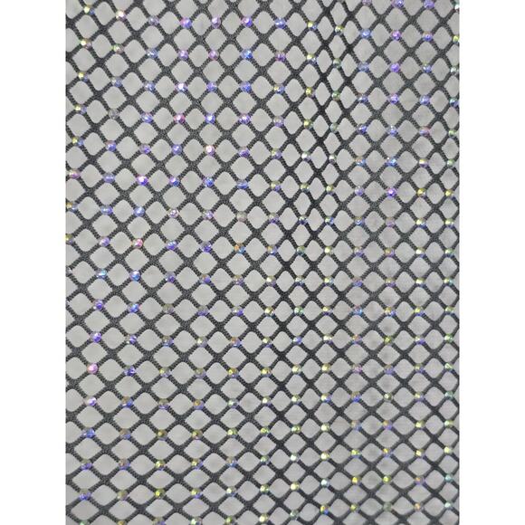 Rachel Zoe Gray Mesh Top Sparkle Iridescence Rhinestone Stretch Bling Small - Picture 3 of 7